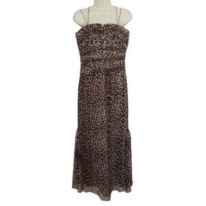 JS Collections Womens 8 Animal Leopard Cheetah Print Spaghetti Strap Shift Dress